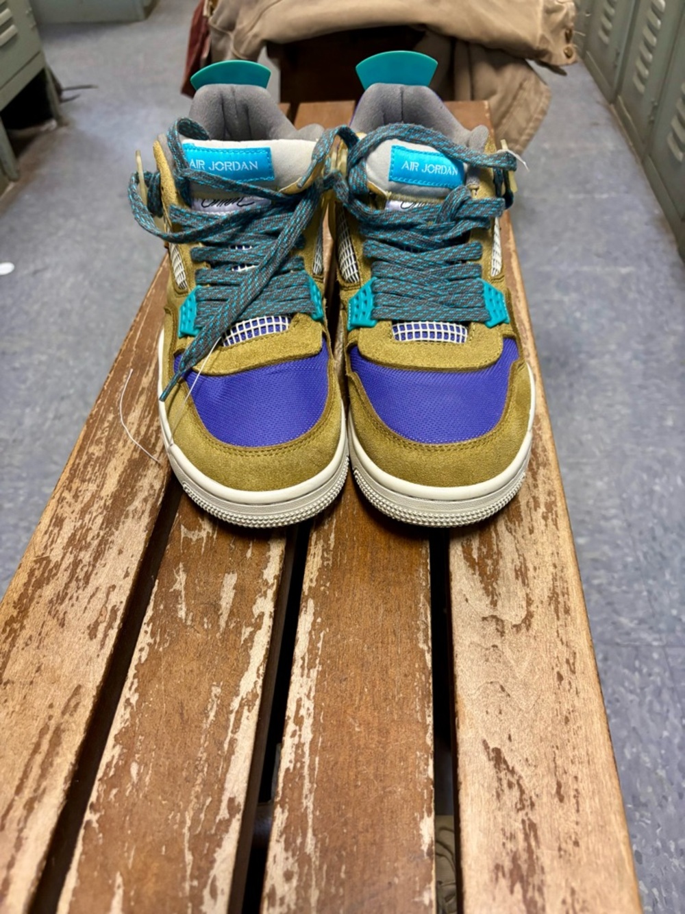 Jordan Men's Sneakers in Purple, Olive and Teal - Picture 2 of 6